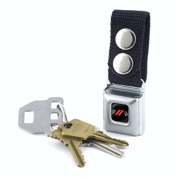 Buckle Down Keychain - Dodge Rhombus Stripe Demon-Hellcat Icon Full Color Black Red White - Black