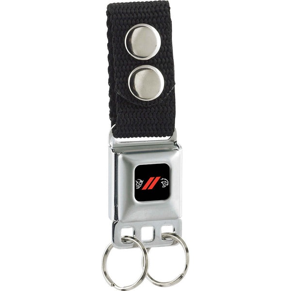 buckle down Keychain - Dodge Rhombus Stripe Demon-Hellcat Icon Full Color Black Red White - Black