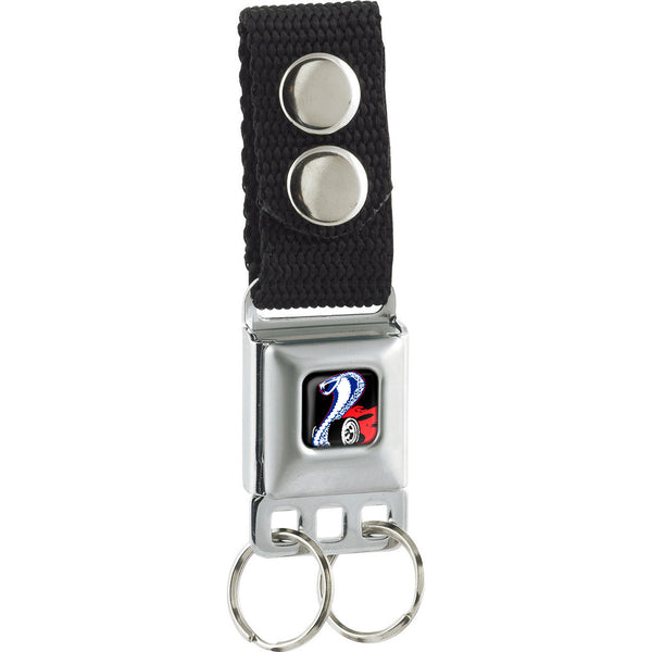 buckle down Keychain - Flaming Cobra Jet Logo Full Color Black Red White Blue