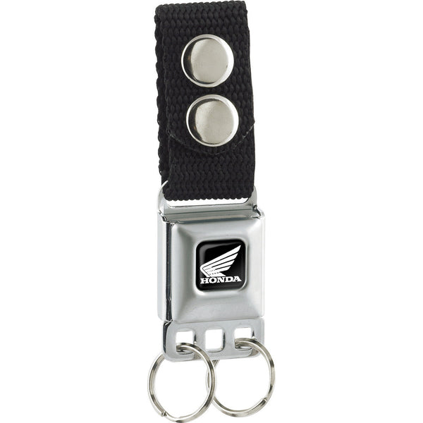 buckle down Keychain - HONDA Motorcycle Full Color Black White - Black Webbing