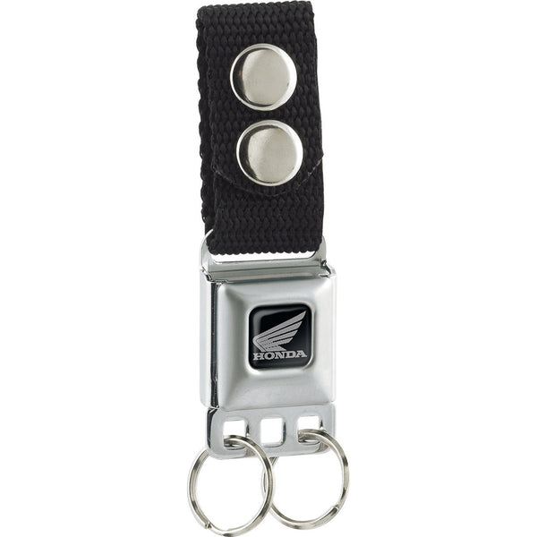 buckle down Keychain - HONDA Motorcycle Logo Black Silver - Black
