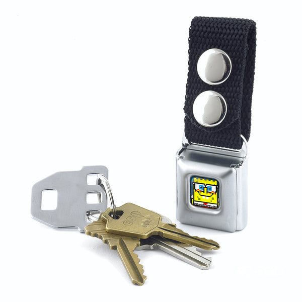 Buckle Down Keychain - Pixelated SpongeBob Nerd Pose Full Color Blue