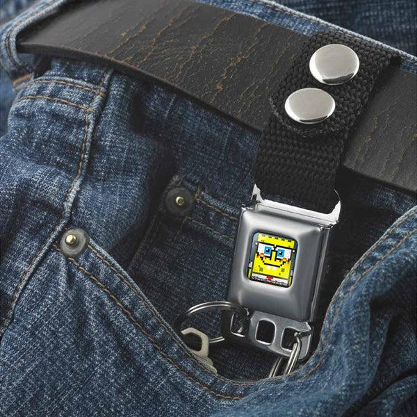 Buckle Down Keychain - Pixelated SpongeBob Nerd Pose Full Color Blue