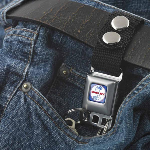 Buckle Down Keychain - SHELBY Tiffany Split Full Color Blue Red White