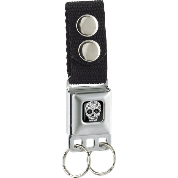 buckle down Keychain - Sugar Skull Full Color Black White Gray
