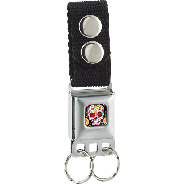 buckle down Keychain - Sugar Skull Starburst Full Color Black Multi Color
