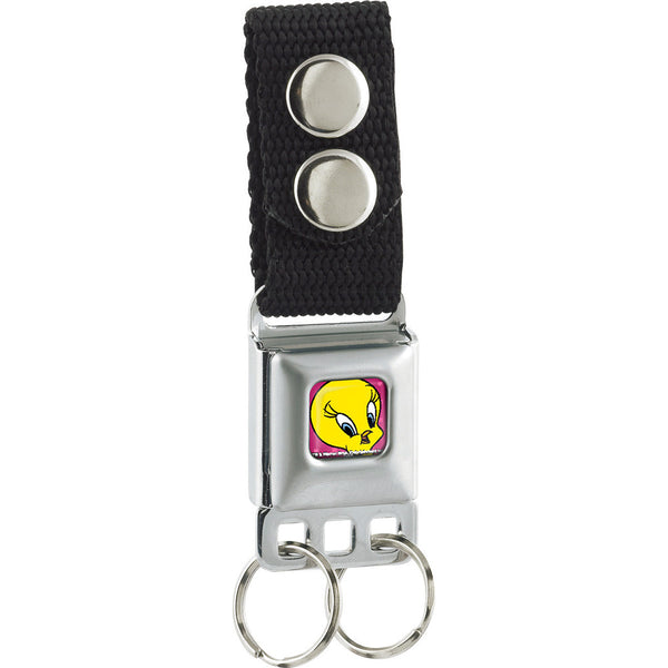 buckle down Keychain - Tweety Bird Face Hearts Full Color Pinks