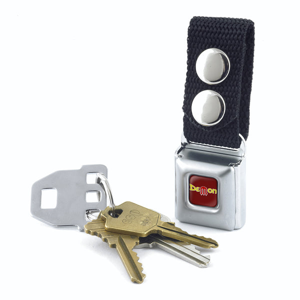 Buckle Down Keychain - Vintage Dodge DEMON Logo Full Color Burgundy Silver Yellow Red