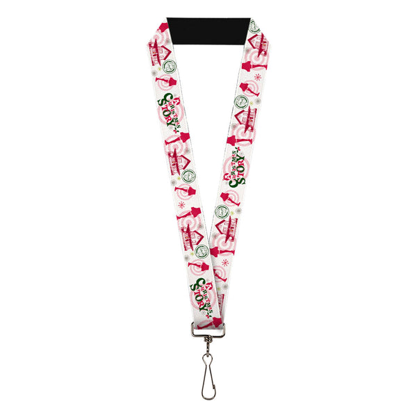 buckle down Lanyard - 1.0" - A Christmas Story Icons Collage White Reds Greens
