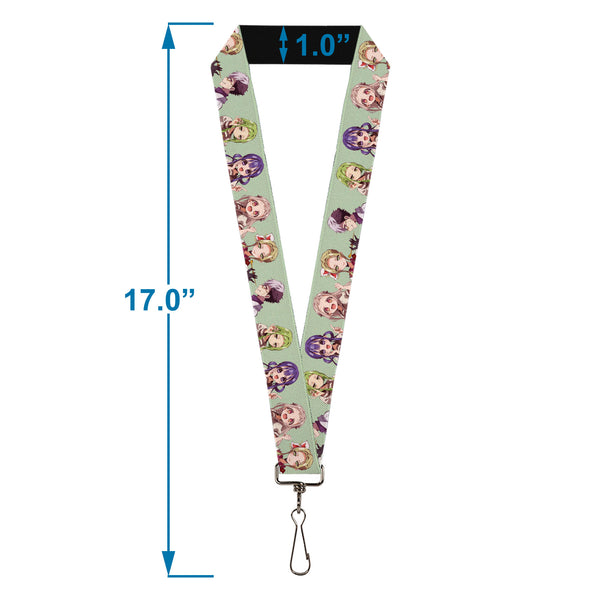 Buckle Down Lanyard - 1.0" - After-School Hanako-Kun Five Character Poses Light Green