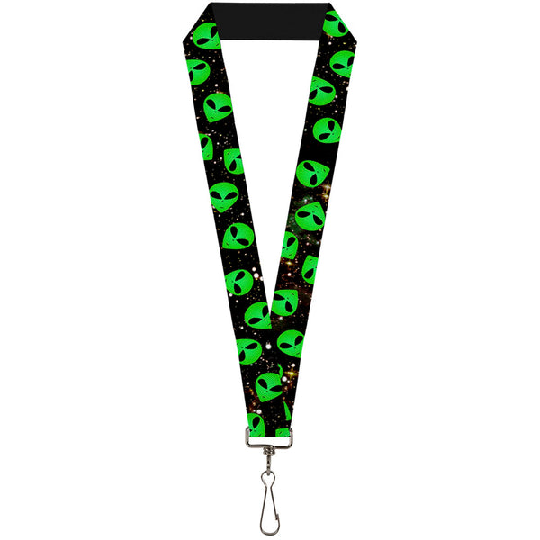 buckle down Lanyard - 1.0" - Aliens Head Scattered Galaxy2 Green Black