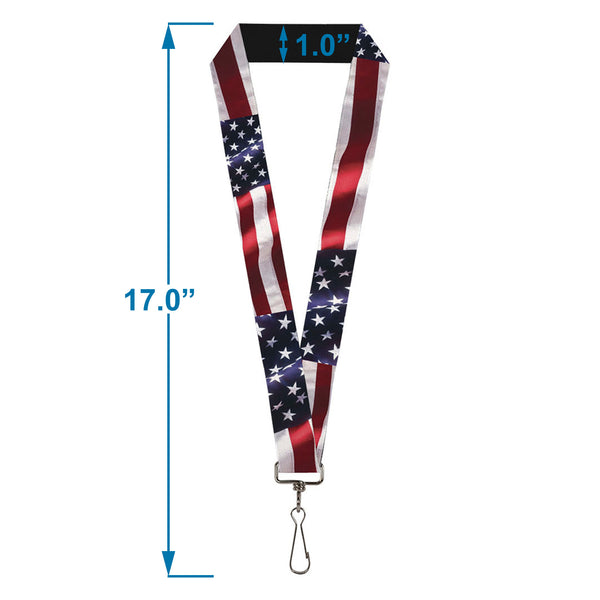 Buckle Down Lanyard - 1.0" - American Flag Vivid CLOSE-UP