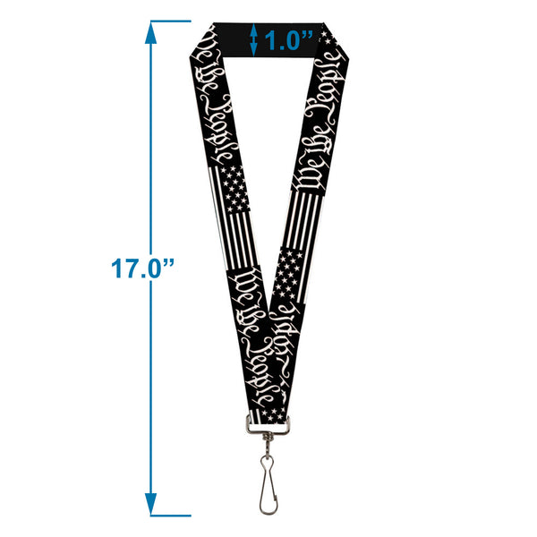 Buckle Down Lanyard - 1.0" - Americana Flag WE THE PEOPLE Black White
