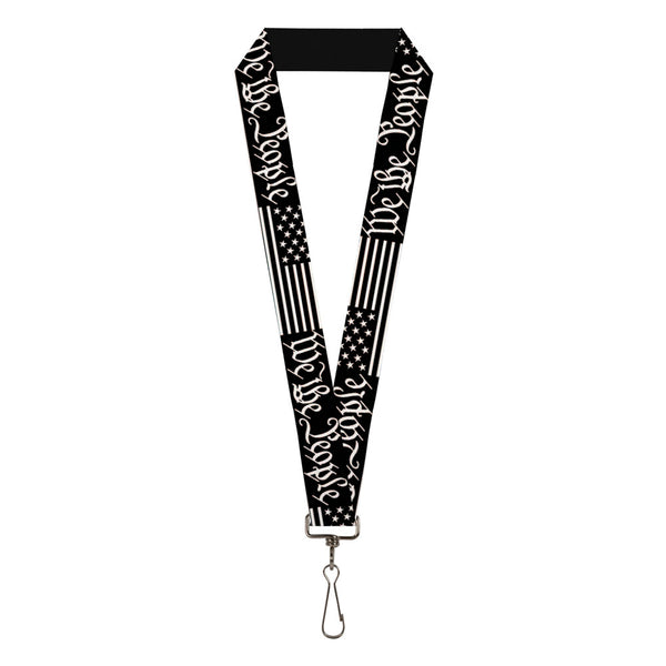 buckle down Lanyard - 1.0" - Americana Flag WE THE PEOPLE Black White