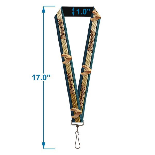 Buckle Down Lanyard - 1.0" - AQUAMAN 2017 Icon Scales Stripe Blues Golds