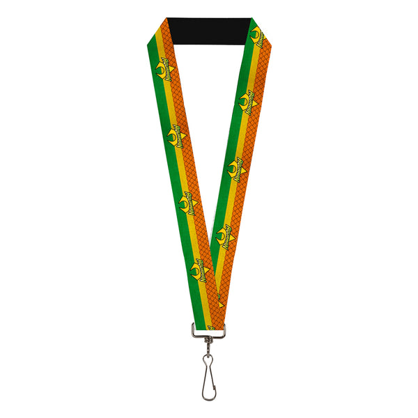 buckle down Lanyard - 1.0" - AQUAMAN Logo3 Scales Stripe Orange Yellow Green
