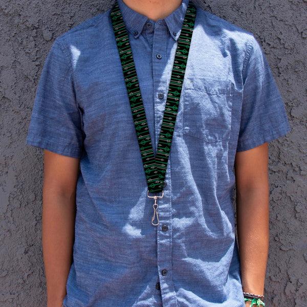 Buckle Down Lanyard - 1.0" - Arrow Bow Pose Arrow Tips Black Green Gray