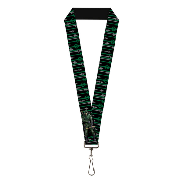 buckle down Lanyard - 1.0" - Arrow Bow Pose Arrow Tips Black Green Gray