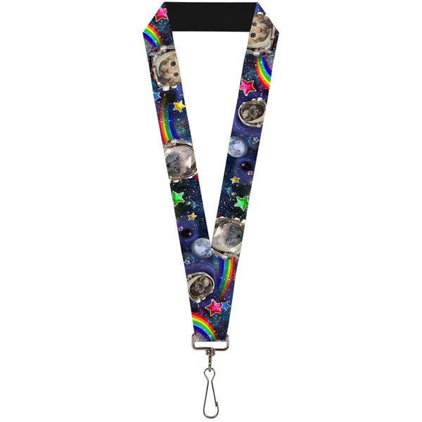 buckle down Lanyard - 1.0" - Astronaut Cats in Space Rainbows Stars
