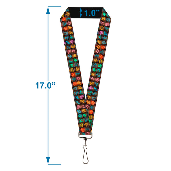Buckle Down Lanyard - 1.0" - Baldur's Gate III Spells Icon Mini Blocks Multi Color