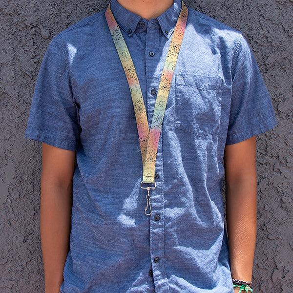 Buckle Down Lanyard - 1.0" - Bandana Paisley Ombre Pastel Black