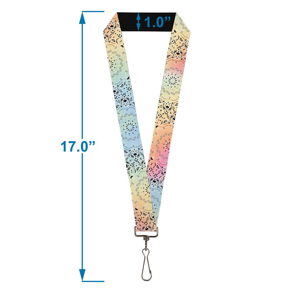 Buckle Down Lanyard - 1.0" - Bandana Paisley Ombre Pastel Black