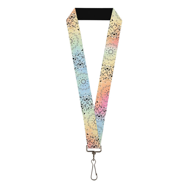 buckle down Lanyard - 1.0" - Bandana Paisley Ombre Pastel Black