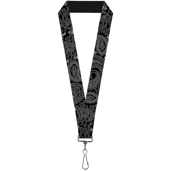 buckle down Lanyard - 1.0" - Bandana Skulls Black Silver
