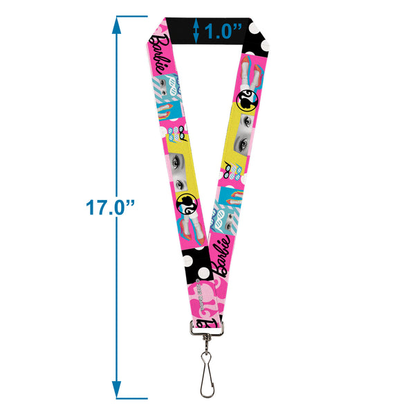 Buckle Down Lanyard - 1.0" - BARBIE Accessory Icons Collage Multi Color
