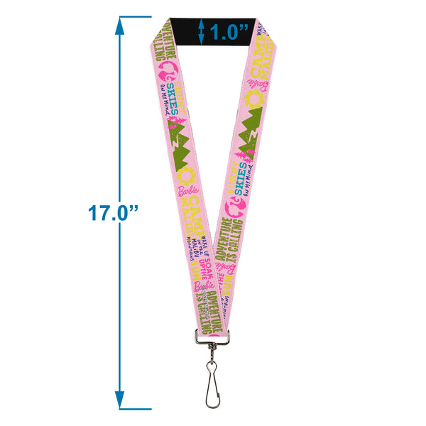 Buckle Down Lanyard - 1.0" - Barbie CAMP MALIBU Quotes And Icons Pink/Multi Color