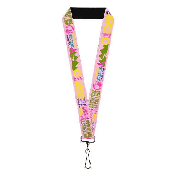 buckle down Lanyard - 1.0" - Barbie CAMP MALIBU Quotes and Icons Pink/Multi Color