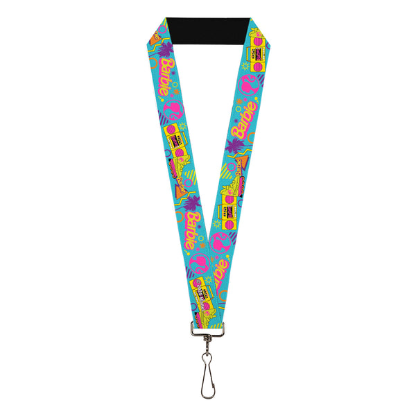 buckle down Lanyard - 1.0" - BARBIE Eighties Icons Bright Blue/Multi Color