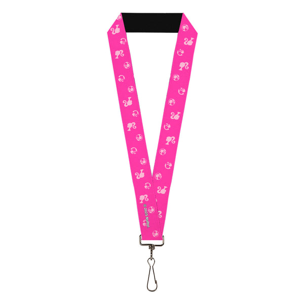 buckle down Lanyard - 1.0" - Barbie Ponytail Silhouette Icon Scattered Pinks