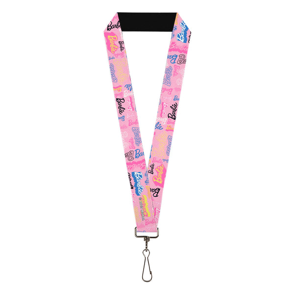 buckle down Lanyard - 1.0" - BARBIE Script Signature Collage Pink/Multi Color