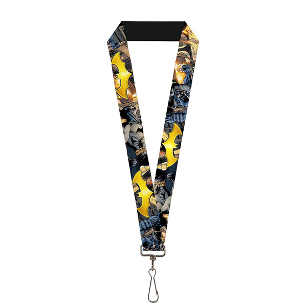 buckle down Lanyard - 1.0" - Bat Shield Urban Legend Action Poses Fire Full Color Golden Yellow