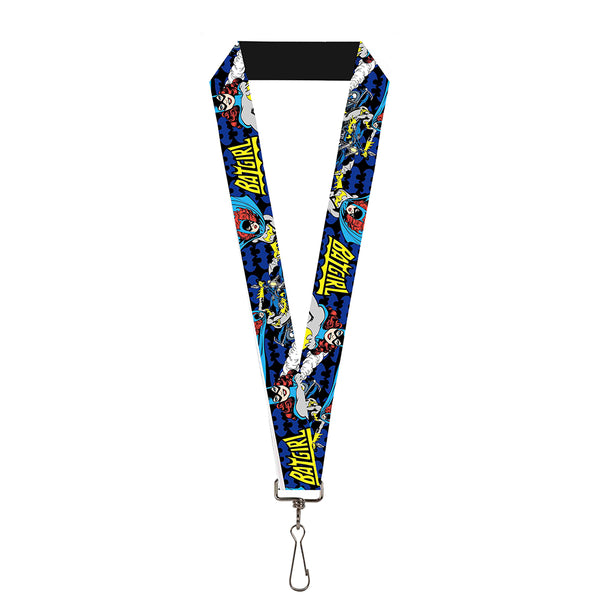 buckle down Lanyard - 1.0" - BATGIRL Action Poses Bat Logo Black Blue Yellow