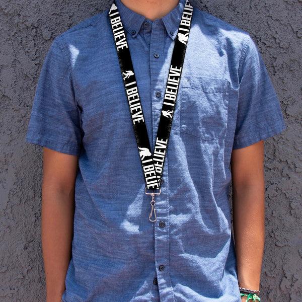 Buckle Down Lanyard - 1.0" - Bigfoot Silhouette I BELIEVE Black Gray White