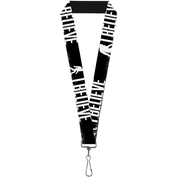 buckle down Lanyard - 1.0" - Bigfoot Silhouette I BELIEVE Black Gray White