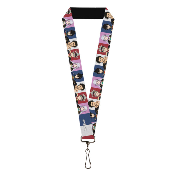 buckle down Lanyard - 1.0" - Black Clover Four Character Pose Blocks Multi Color