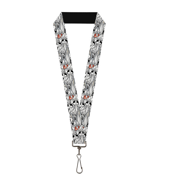 buckle down Lanyard - 1.0" - Bugs Bunny Expressions Stacked White Black Gray