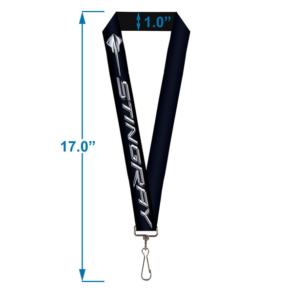 Buckle Down Lanyard - 1.0" - C7 STINGRAY Logo Black Silver