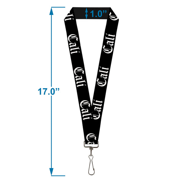 Buckle Down Lanyard - 1.0" - CALI Old English Black White