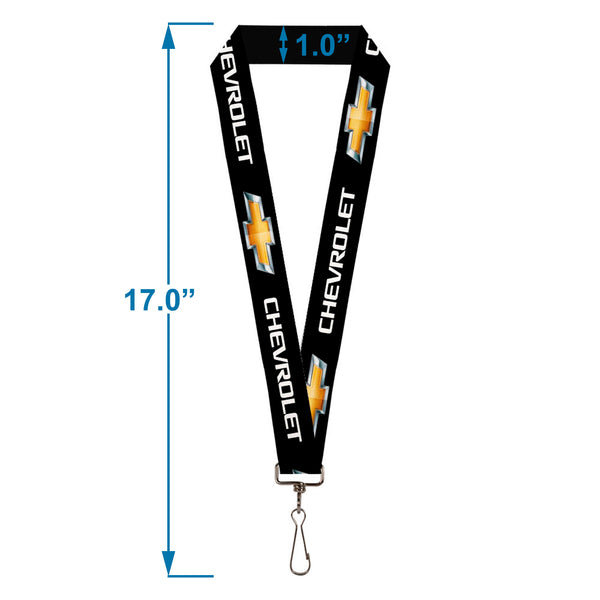 Buckle Down Lanyard - 1.0" - CHEVROLET Bowtie Black Gold White REPEAT