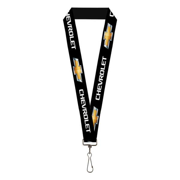 buckle down Lanyard - 1.0" - CHEVROLET Bowtie Black Gold White REPEAT