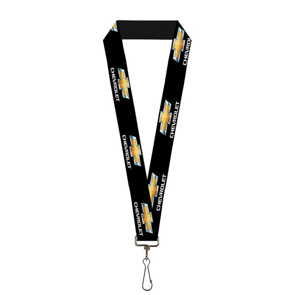 buckle down Lanyard - 1.0" - CHEVROLET Bowtie Logo Black Silver Gold White REPEAT