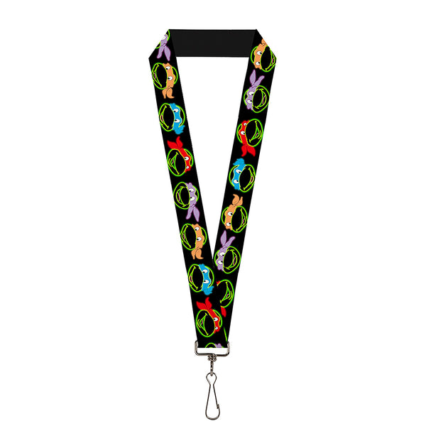 buckle down Lanyard - 1.0" - Classic TMNT Electric Expressions Black Multi Neon