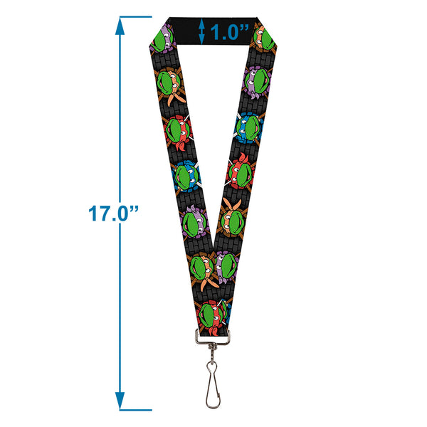 Buckle Down Lanyard - 1.0" - Classic TMNT Expessions Battle Gear Gray Multi Color