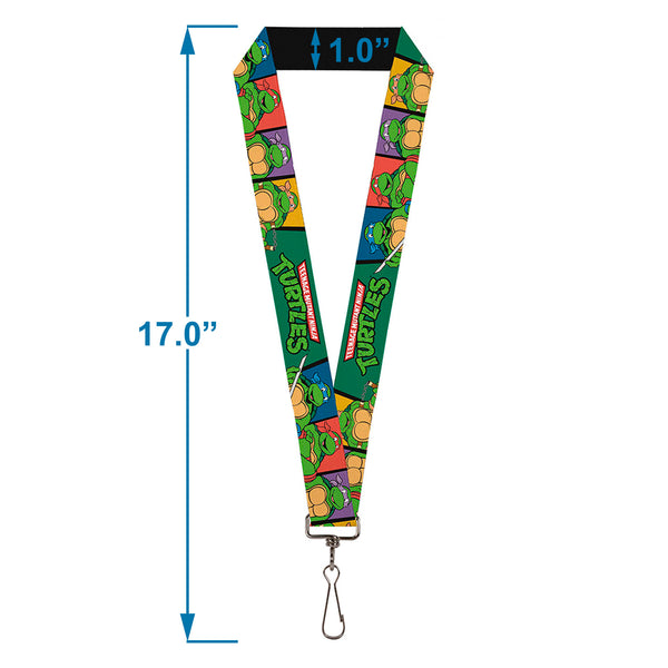 Buckle Down Lanyard - 1.0" - Classic TMNT Group Pose3 TMNT Logo Green Multi Color