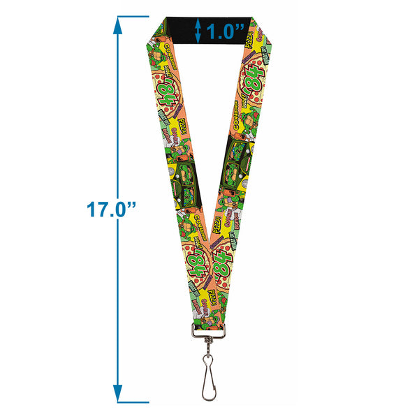 Buckle Down Lanyard - 1.0" - Classic TMNT Turtles Pose14 '84 Pizza Verbiage