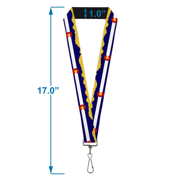 Buckle Down Lanyard - 1.0" - Colorado Flag Mountain Silhouette Yellow